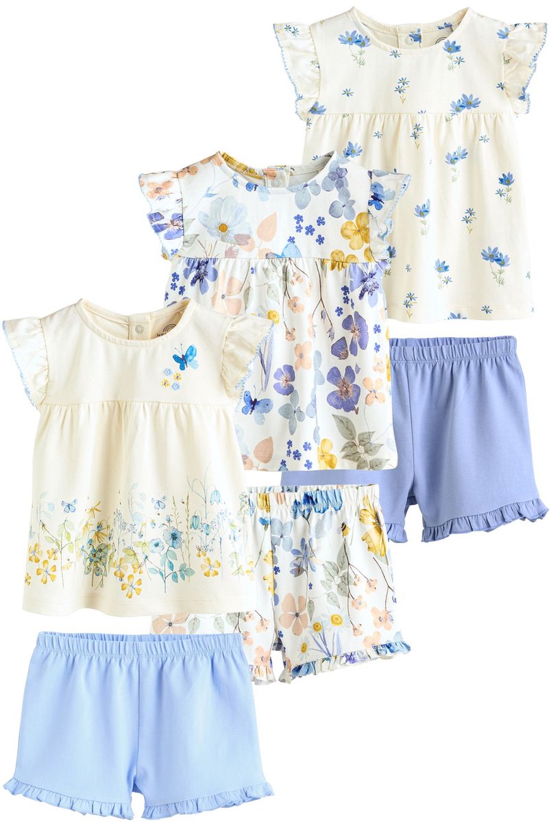 Next 6 -delig Baby Set van T-shirt met ruches en short