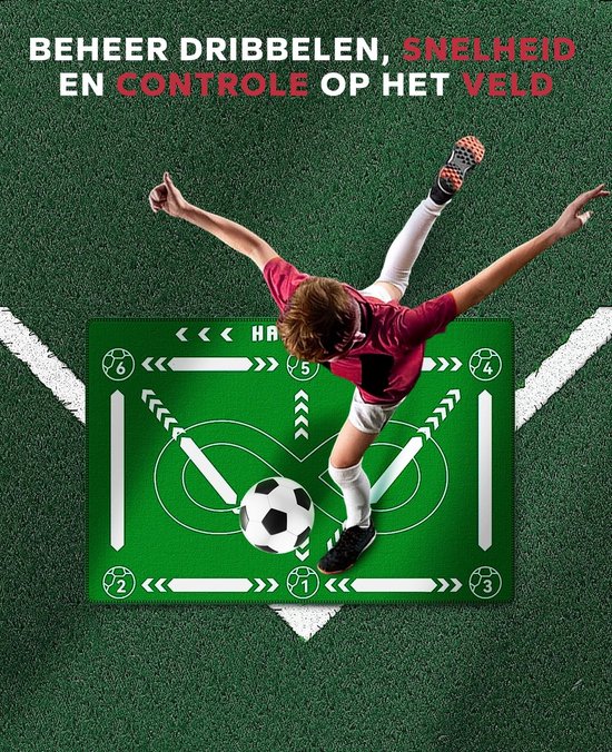 Voetbaltrainingmat - Oefenmat Balcontrole - Voetbalvaardigheden Verbeteren - Antislip Oppervlak - 90 x 60 cm - Groen — afbeelding 3