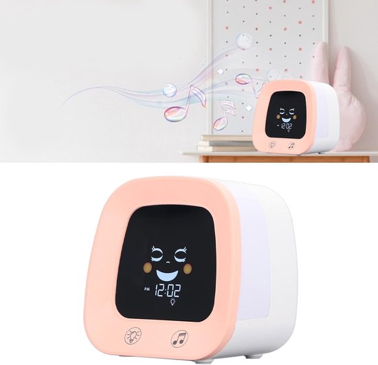 Kinderwekker Muziek - Nachtlamp Klok - Slaaptraining Kinderen - Zachte Wakker Worden - 12 x 10 cm - Roze — afbeelding 5