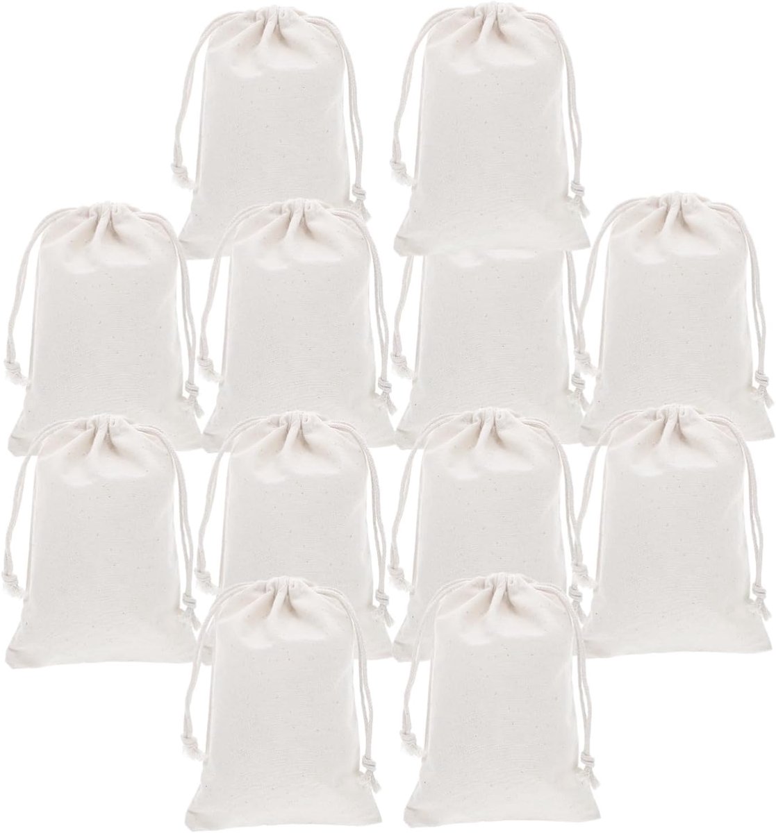 Trekkoordzakjes - Katoenen zakjes - Feestbedankjes opbergen - Neutrale minimalistische look - 24 stuks - Beige