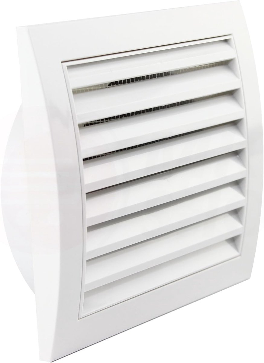 Muurkist ventilatie - Afvoerlucht rooster - Buitenmuur afwerking - ABS kunststof weerbestendig - Ø 100 mm 05 m - Wit bruin