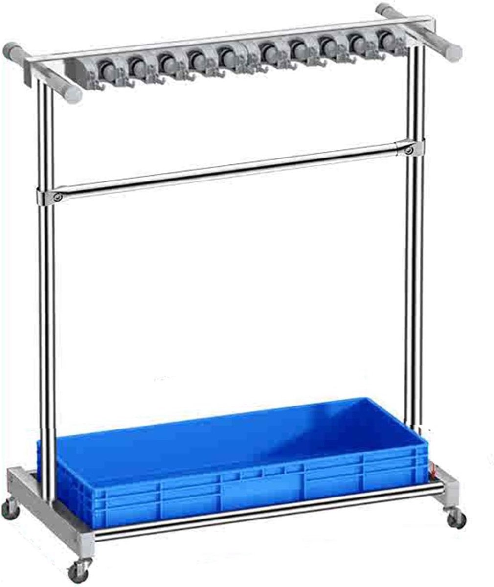 Bezem Dweilrek - Opberger Wielen - Ruimte Organiseren - Roestvrij Staal - 122x97x50cm - Blauw