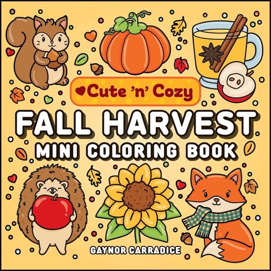 Cute and Cozy- Fall Harvest Mini Coloring Book - cover