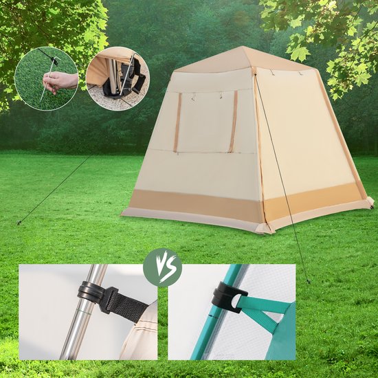KOMFOTTEU Campingtent, waterdicht, voor 4-6 personen, automatische werptent met 2500 mm waterkolom, werptent met voortent, tas, 2 ingangen en 4 ramen, pop-uptent, onmiddellijke tent voor reizen en van Merkloos — afbeelding 3