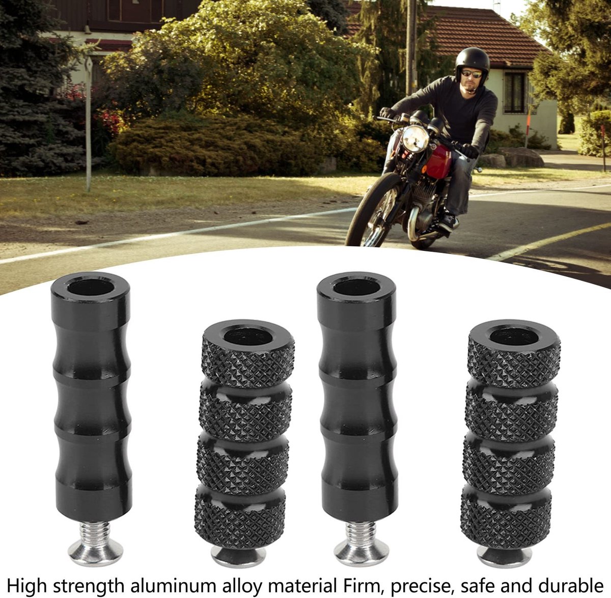 Dailygoods- Voetsteunen Motorfiets - CNC Proces - M6 Montagebouten - Antislip - Duurzaam Aluminium - Unieke Gebruikservaring - Motorfiets Voetsteun