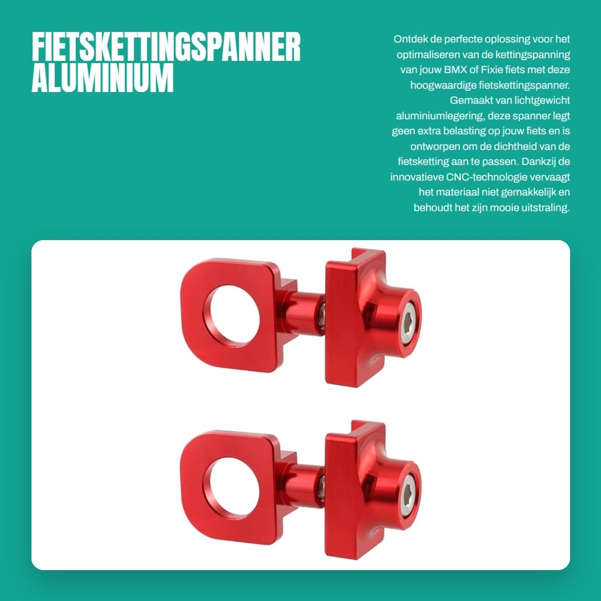 Dailygoods- Fietskettingspanner Lichtgewicht - Aluminiumlegering - Kettingspanner - CNC-technologie - Voor BMX/Fixie Fiets - 2 Stuks