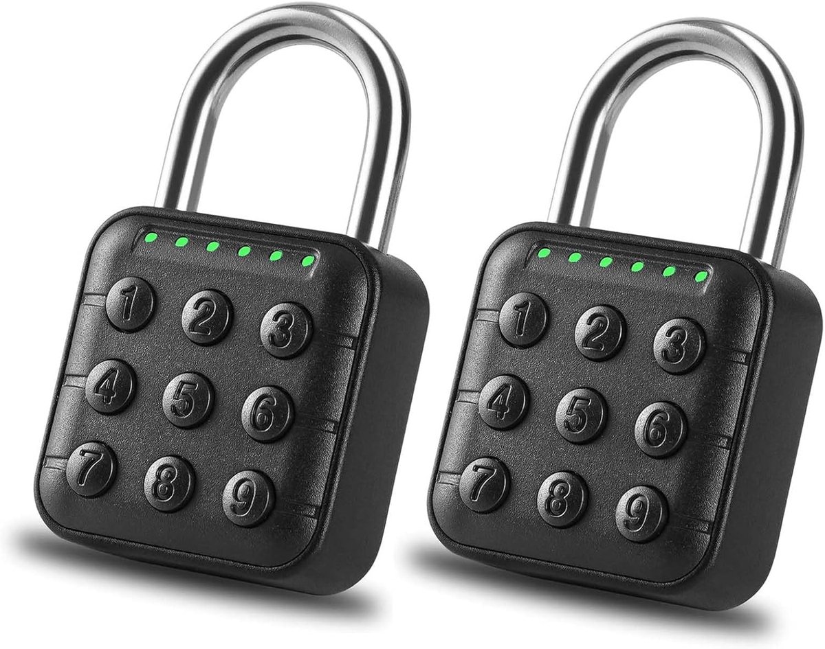 Combination Lock for Locker - 6-Digit Combo Lock Waterproof Smart Padlock for School Gym Lockers, Gates, Fence and Storage Unit (Black-2 Pack)
