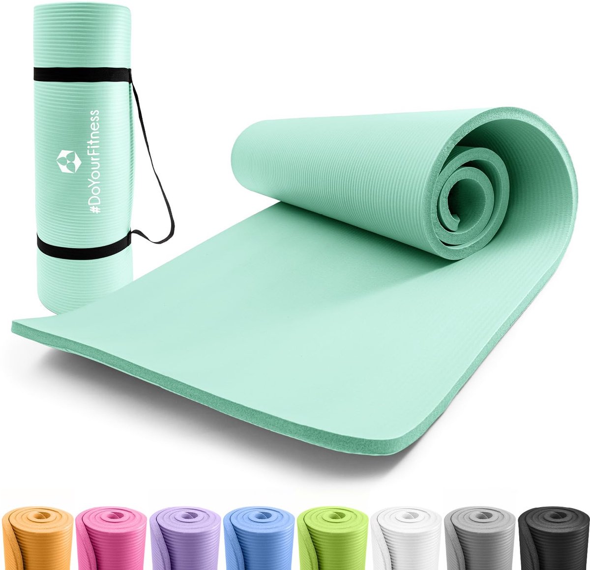 SnelShoppen - Fitness en yoga mat 183x61 cm | Zachte dikke anti-slip mat voor gymnastiek, pilates, yoga, beginners en gevorderden - Turquoise