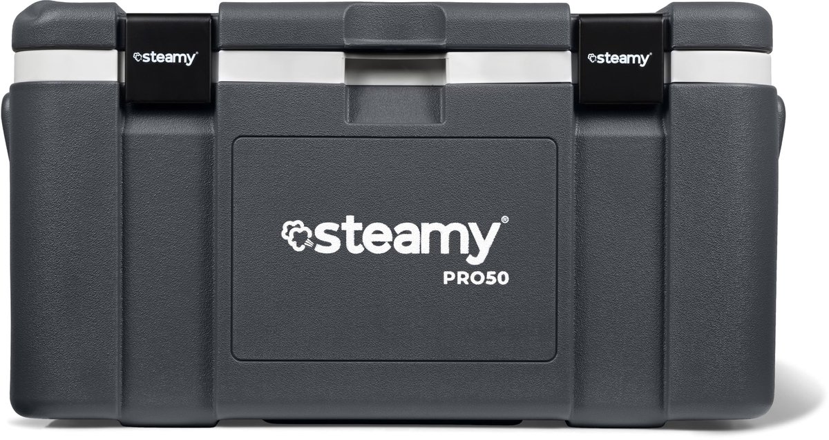 SnelShoppen - Steamy Pro 50 Koelbox 50 liter - Grijs - Ideaal voor Camping, Feest, Tuin, BBQ - Duurzaam, Lichtgewicht en Ruim