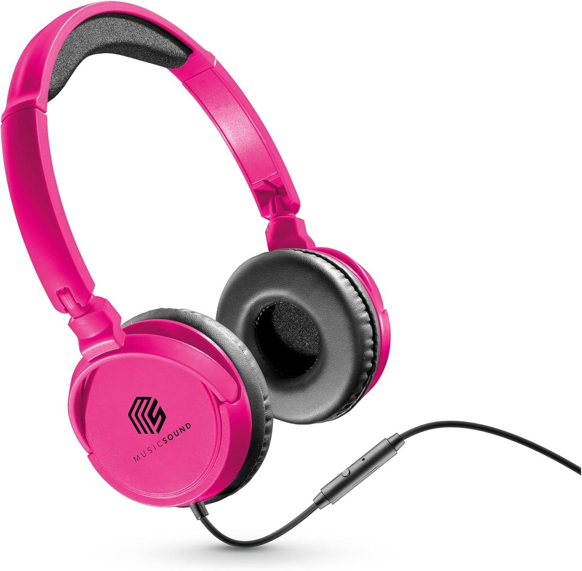 SnelShoppen - Opvouwbare On-ear Hoofdtelefoon met Kabel en Microfoon - Roze - Jack 3,5 mm - Ideaal voor Muziek, Feest, en Kinderen - Comfortabele Hoof