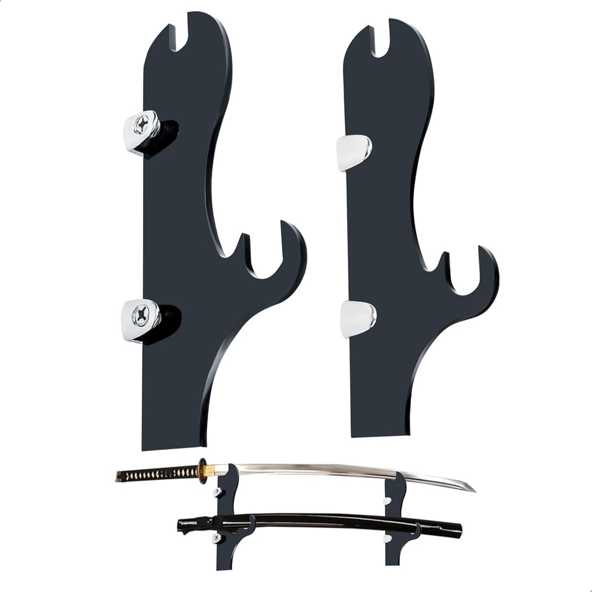 SnelShoppen - Katana Houder - Zwaardhouder Wand - Zwaardstandaard Wanddecoratie - Zwart Acryl - Lichtgewicht - Voor Katana's en Zwaarden - Perfecte Wa