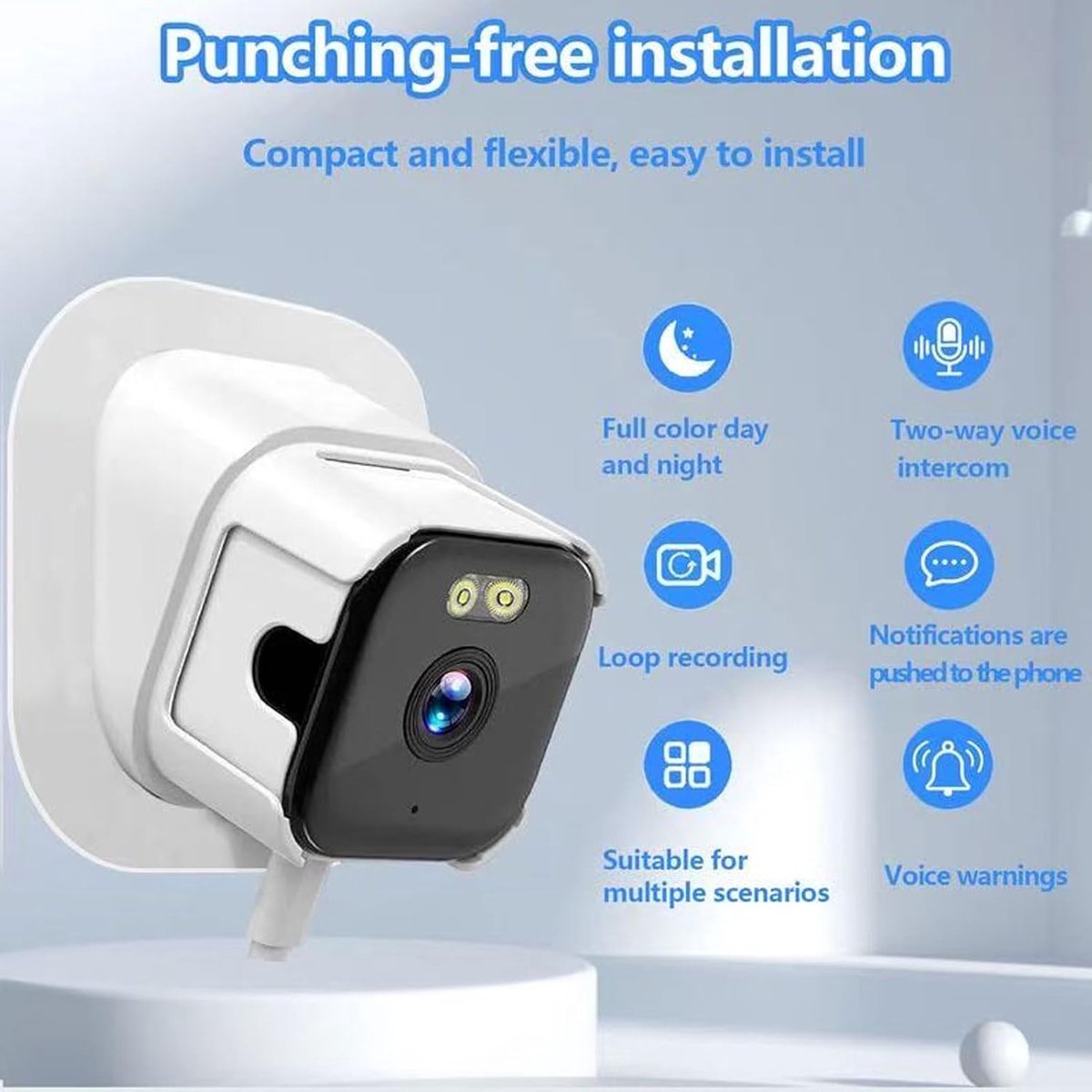 SnelShoppen - 2K Home Security Raamcamera met AI Nachtzicht, Anti-glare Techniek, PIR Bewegingsdetectie, 2.4G/5G WiFi voor Thuisbeveiliging