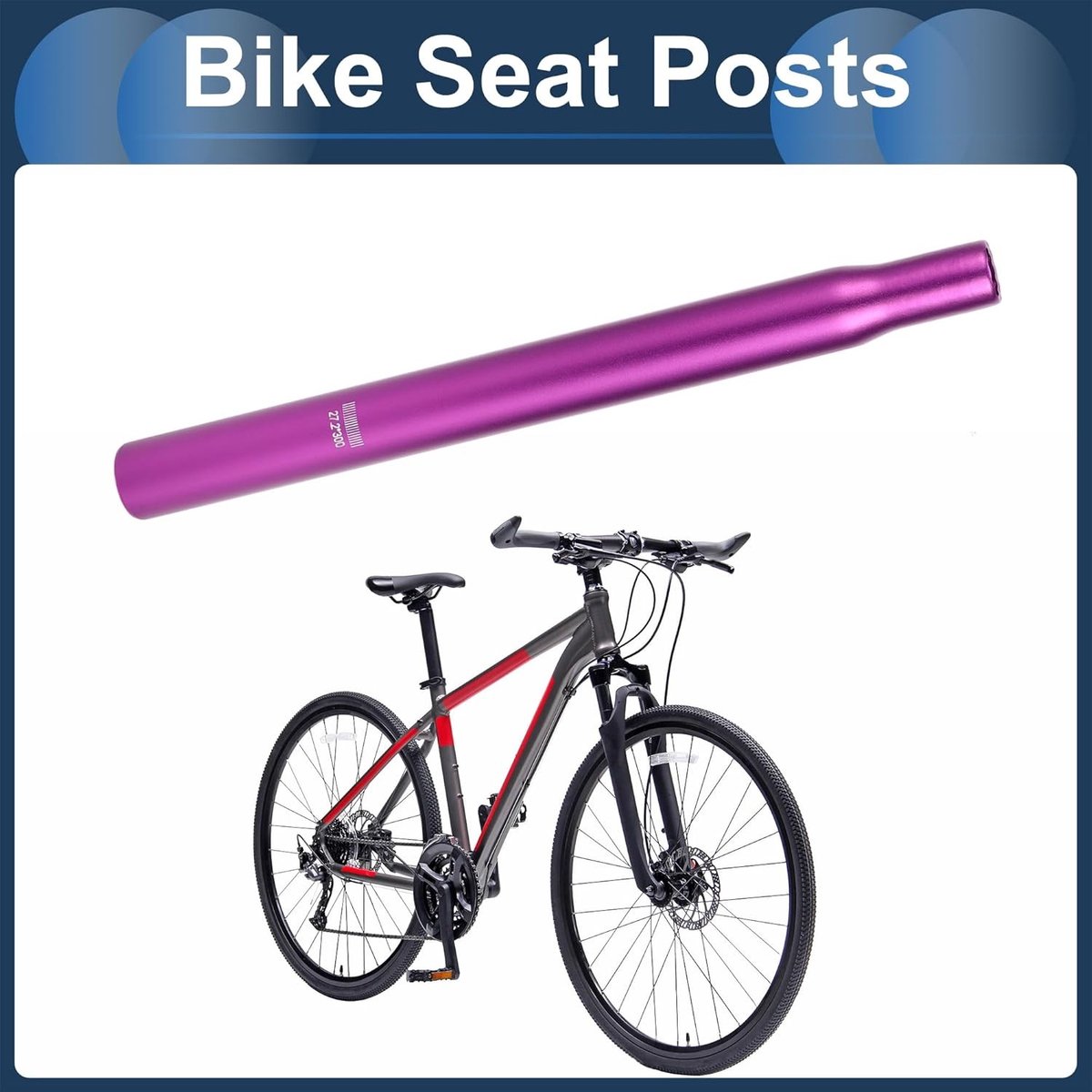 Lichtgewicht Fiets Zadelpen 27.2x300mm van Aluminiumlegering in Paars voor Comfortabel Fietsen en Verbeterde Prestaties