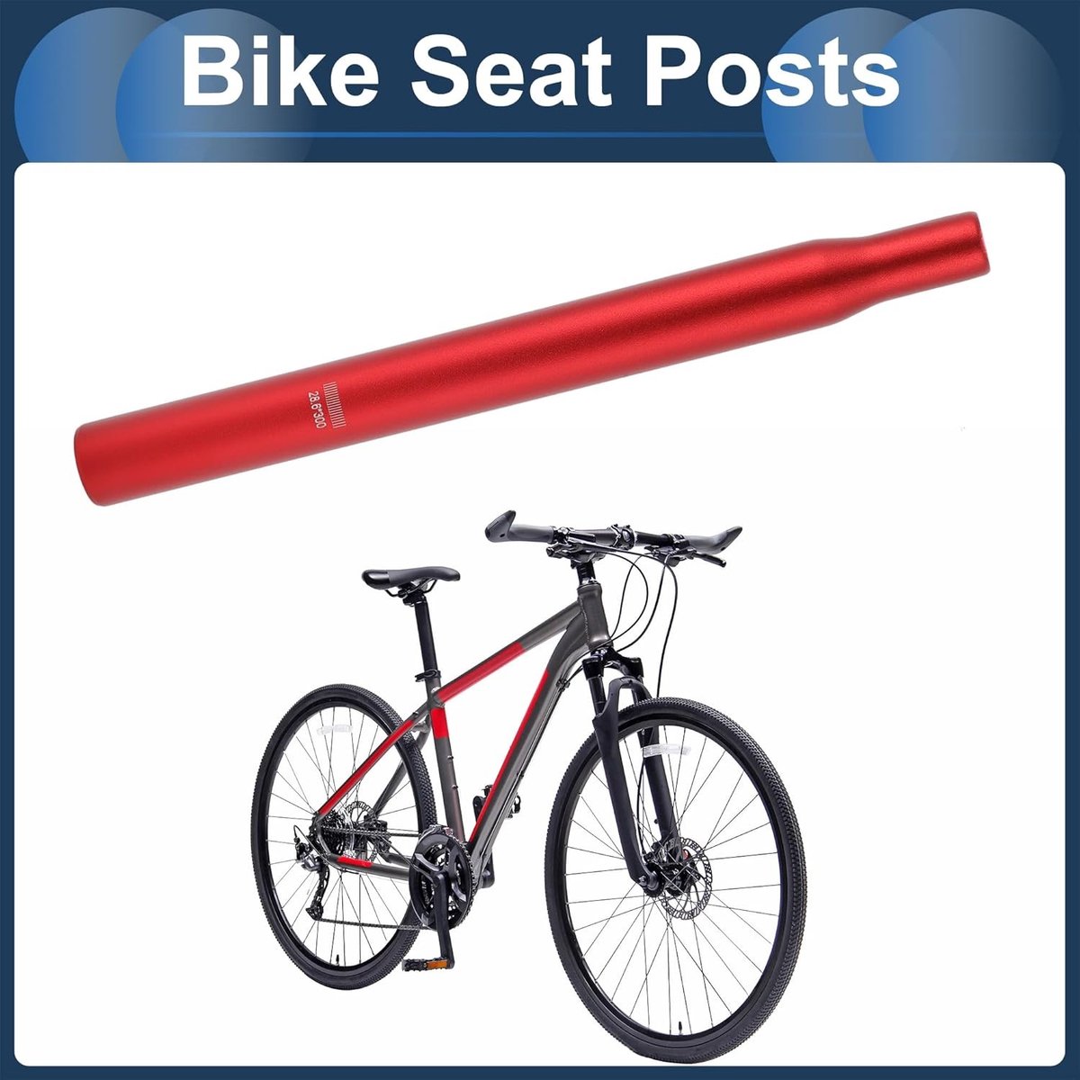 Zadelpennen voor Fietsen 28.6x300mm Lichtgewicht Aluminium Zadelpen voor Comfortabel Fietsen en Verstelbare Hoogte
