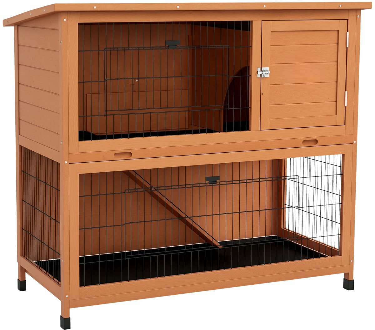 Klein Dierenhok 123x63x112 cm – Buitenverblijf voor Dwergkonijnen & Kleine Dieren – Oranje