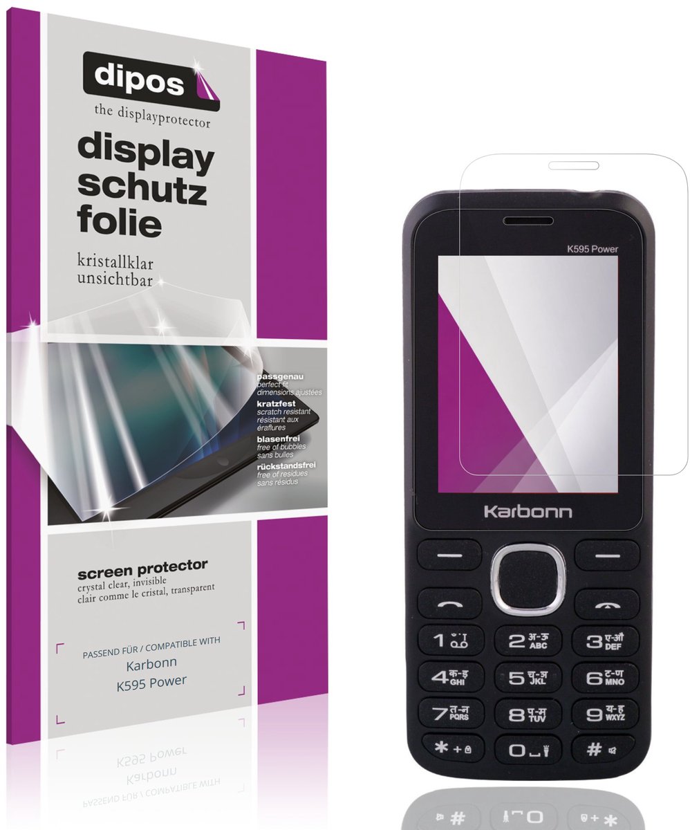 dipos – 4x Beschermfolie geschikt voor Karbonn K595 Power | Krasbestendige & heldere Screenprotector Ultra-Thin