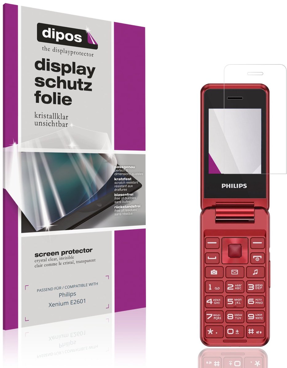 dipos – 4x Beschermfolie geschikt voor Philips Xenium E2601 | Krasbestendige & heldere Screenprotector Ultra-Thin