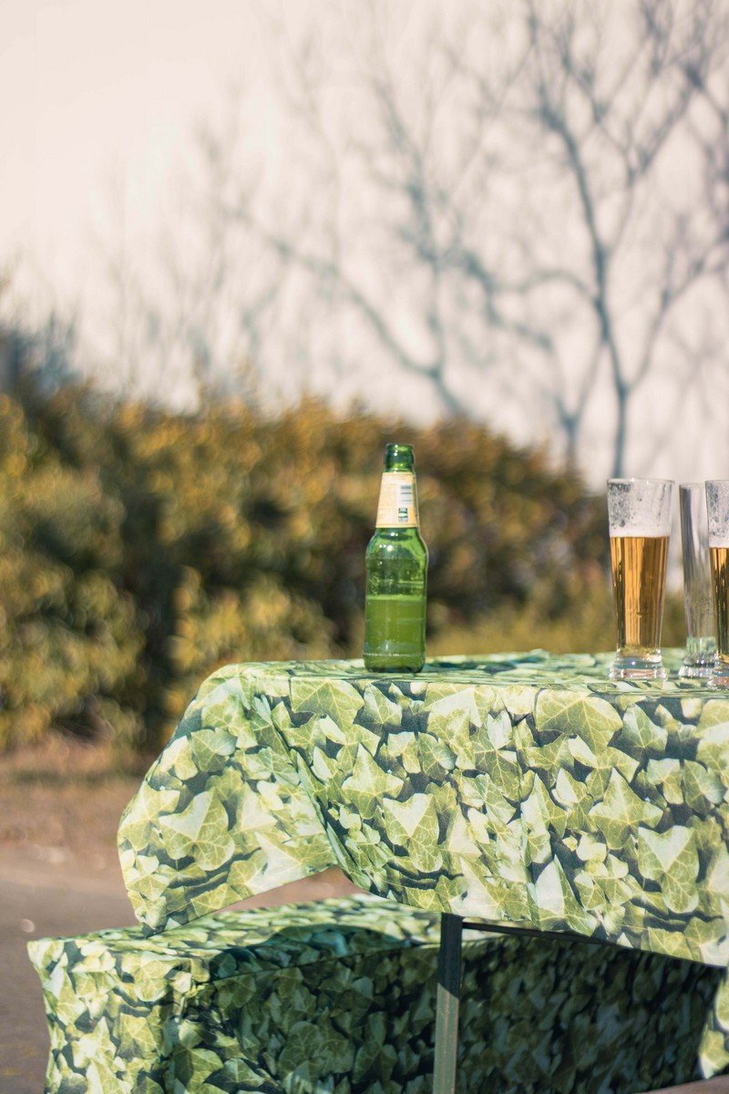 Beer Tableset York Vlamvertragend York groen 1st 100x260cm/ 2st 220x25x45cm