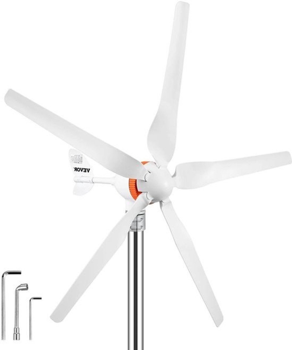 Windturbine - Windmolen Generator - Windturbine Generator – Windenergie - Wind Turbine - 12V - 29A - 900RPM - 500W - 5 Nylonvezel Blades - Wit