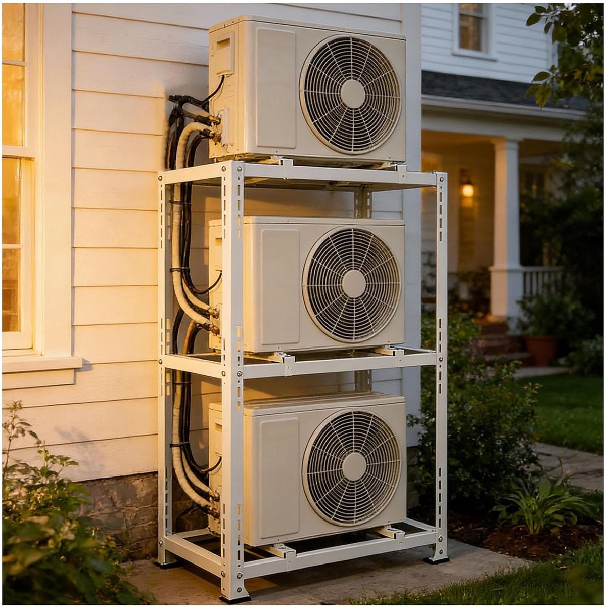 Airco Vloersteun - Buitenunit Beugel - Installatie Ondersteuning - 3-Laags Ontwerp - 150 cm Hoog - Wit