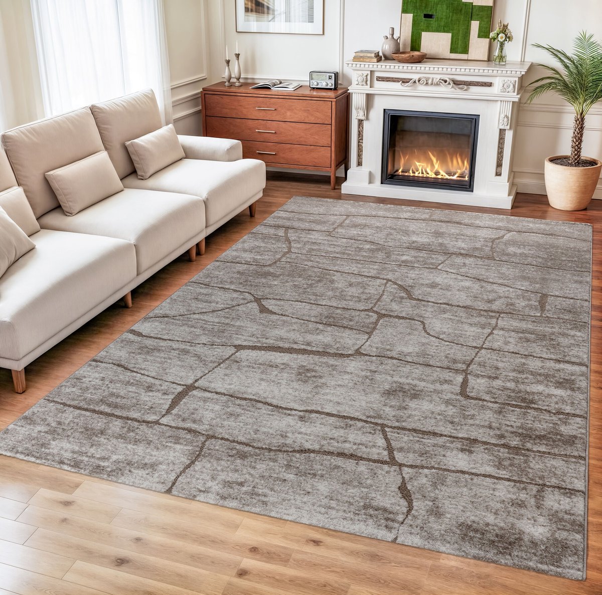 Muratap Vivant Marmer - Vloerkleed Laagpolig - Taupe Beige- 200x290 CM