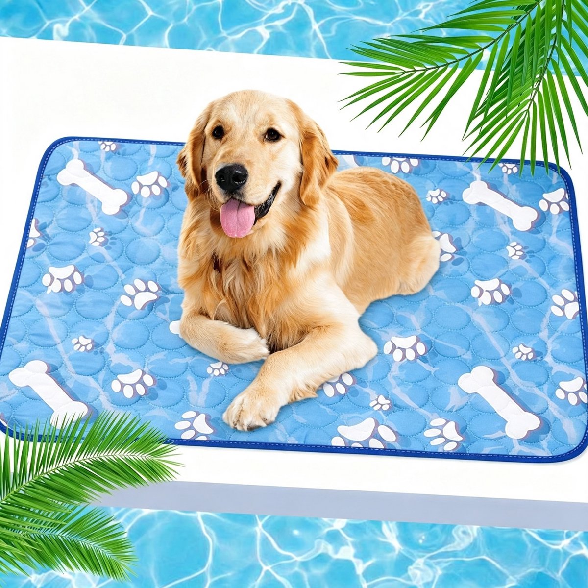 Namajunas - Koelmat Voor Hond & Kat - 70 x 55cm - Maat L - Voor minder dan 30 kg - Koelmatten Voor Honden - Koelmat Hond - Koelmat Kat - Koelmat Voor Katten - Wasbaar - Duurzame - Koeldeken voor Katten en Honden - Hondenmatten - Bot-en Klauwpatroon