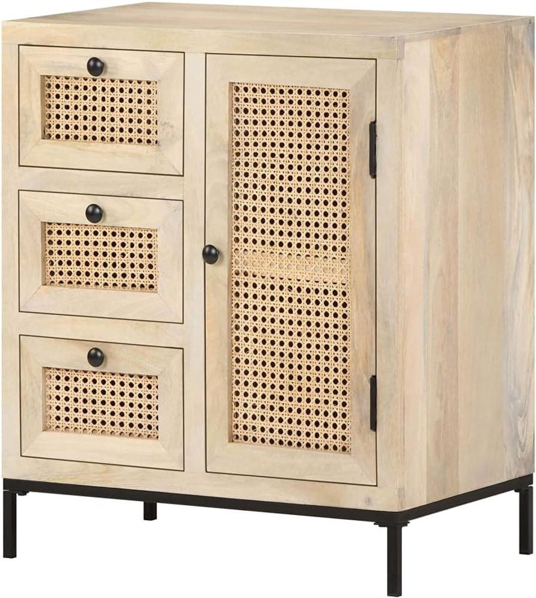Dressoir Massief Hout - Commode Halkast - Opbergen Decoratie - Rustieke Buisvlechtwerk - 60x35x70 cm - Bruin