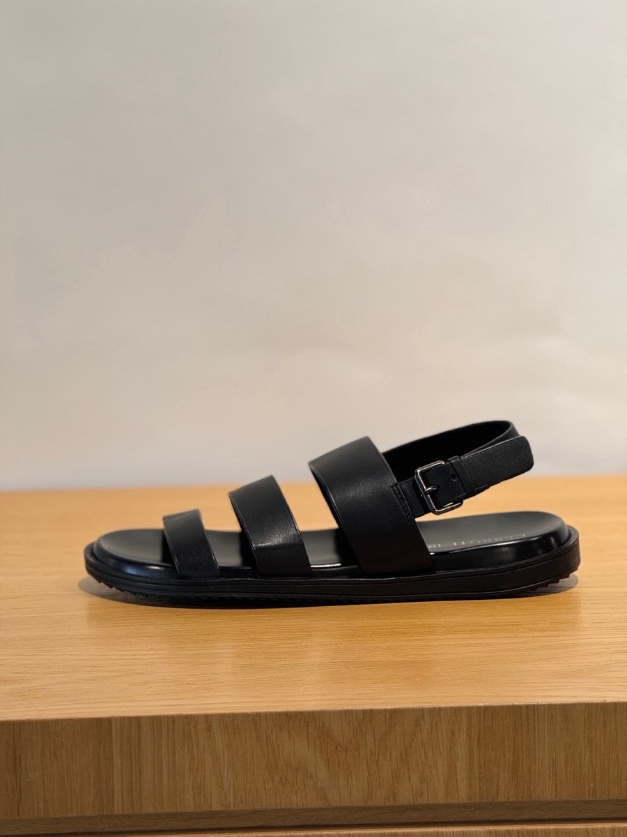 Cerruti sandalen zwart met drie banden en hielriem voor heren - 44
