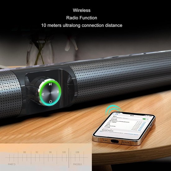 Soundbar - Luidspreker Home Audio - Thuisbioscoop Ervaring - RGB Sfeerlicht - Tweekanaals Stereo - Zwart — afbeelding 4