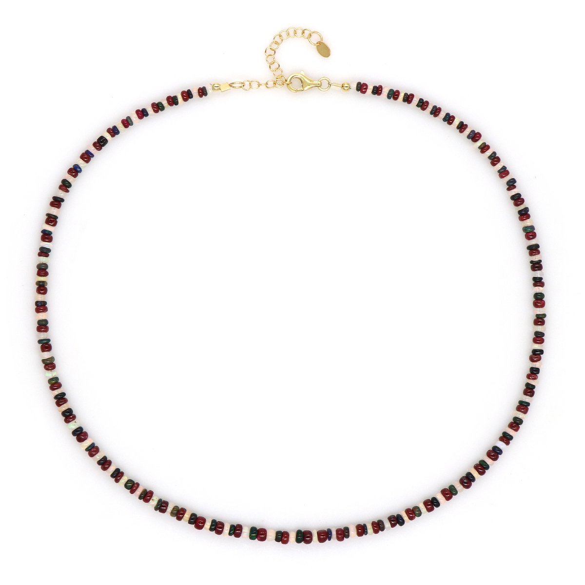 Cavill - 925 Sterling Zilver Ketting met Welo- en Mezezo-opalen - 40,141 ct Robijns - Verstelbare Dames Ketting Elegant - Sieraden met Edelstenen