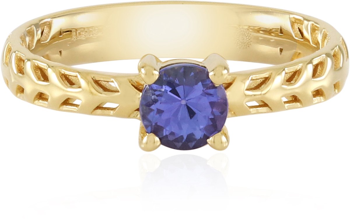 Cavill - Elegante zilveren ring met 0,495 ct ronde Tanzaniet - 925 Sterling Zilver verguld - Gevlochten band - Ring met paarse edelsteen uit Tanzania