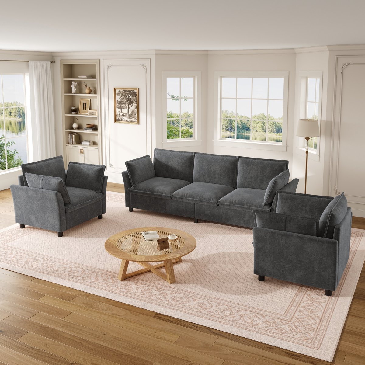 REDOM - Sofaset - Modulair 3-1-1 ontwerp - 3-zits met 2 fauteuils - Chenille stof - Modern
