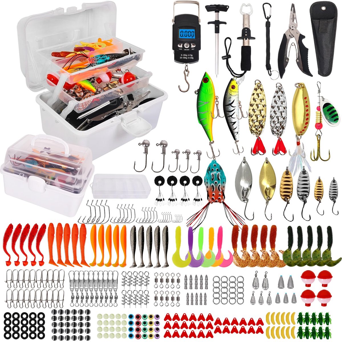 SnelShoppen - 320-delige hengelset voor beginners en gevorderden met draagbare box voor baars, bluegill, forel en meer - Perfect voor vissen, outdoor,