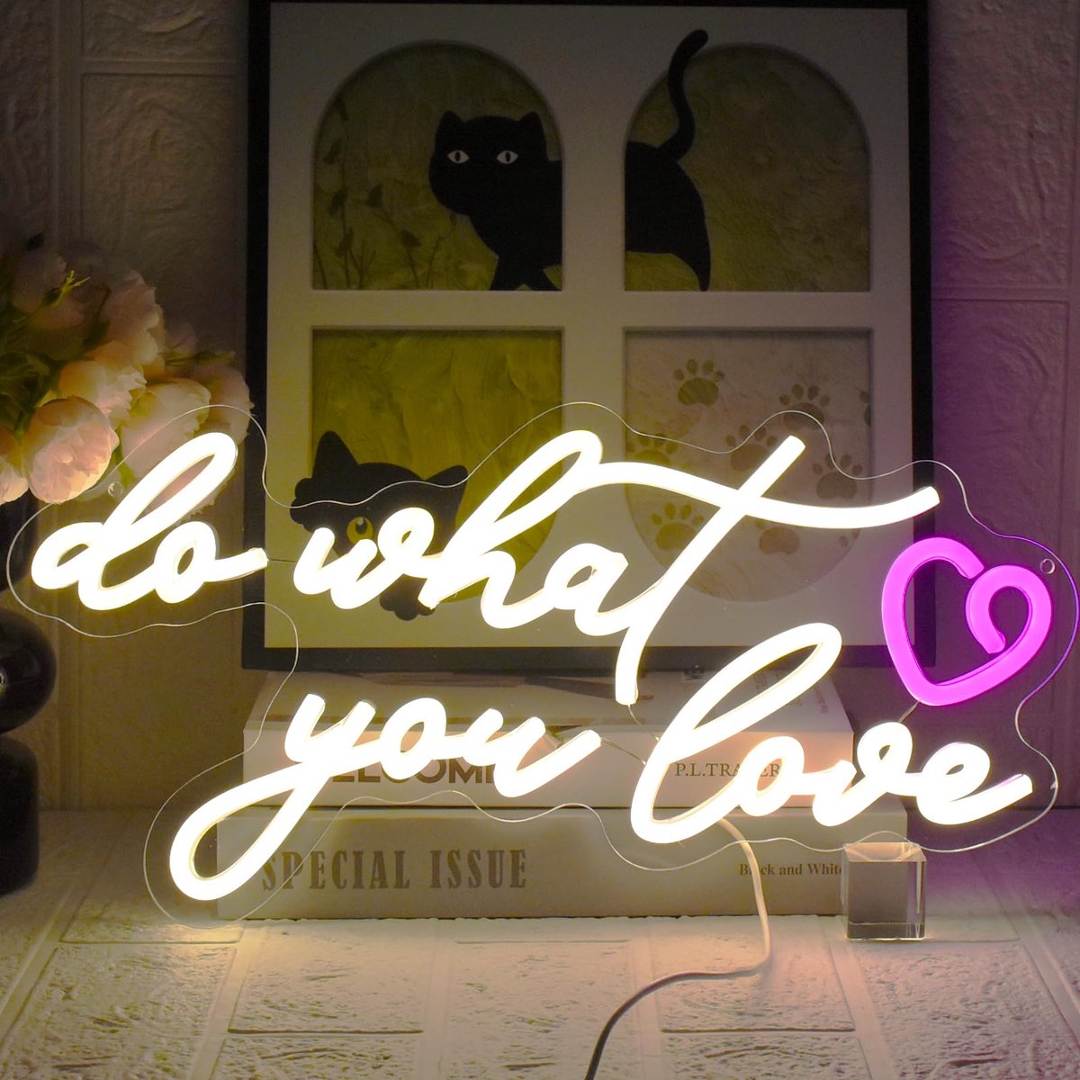 SnelShoppen - UExnkj-Y Neonbord Do What You Love, Warmwit LED Neonwandbord voor Slaapkamer, Bruiloft, Feest, Verjaardag, Valentijnsdag Decoratie