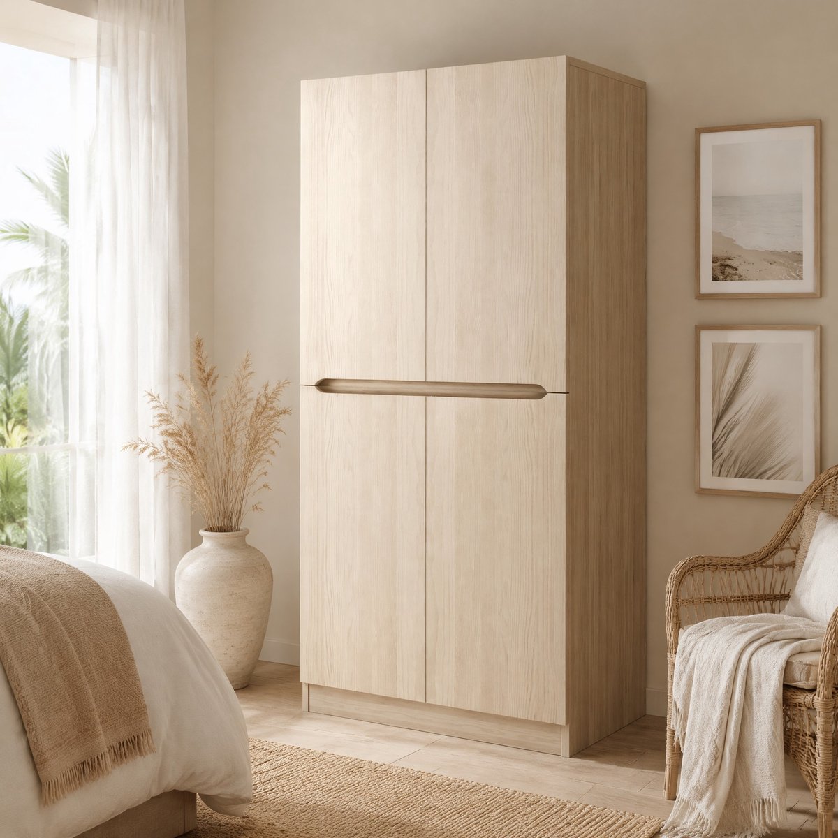 COVREO Kledingkast 70 x 40 x 170 cm - houtkleur, 2 deuren, hangruimte en opbergvakken