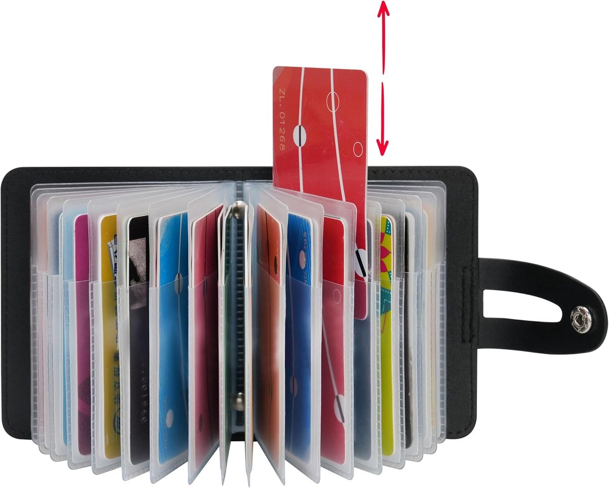 SnelShoppen - Genuine Leather Card Holder voor Mannen en Vrouwen - Creditcard Houder - 40 Kaarten - Zwart - Duurzaam en Stijlvol