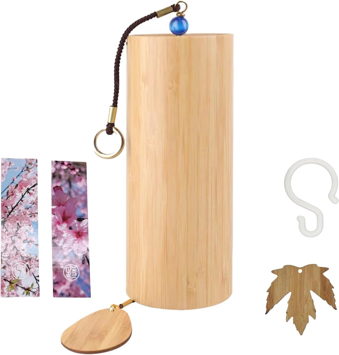 SnelShoppen - Japanse bamboe windgong voor buiten, natuurlijk bamboe, Zen klankspel voor tuin, meditatie, yoga, geluidsgenezende windgong, kalmerende