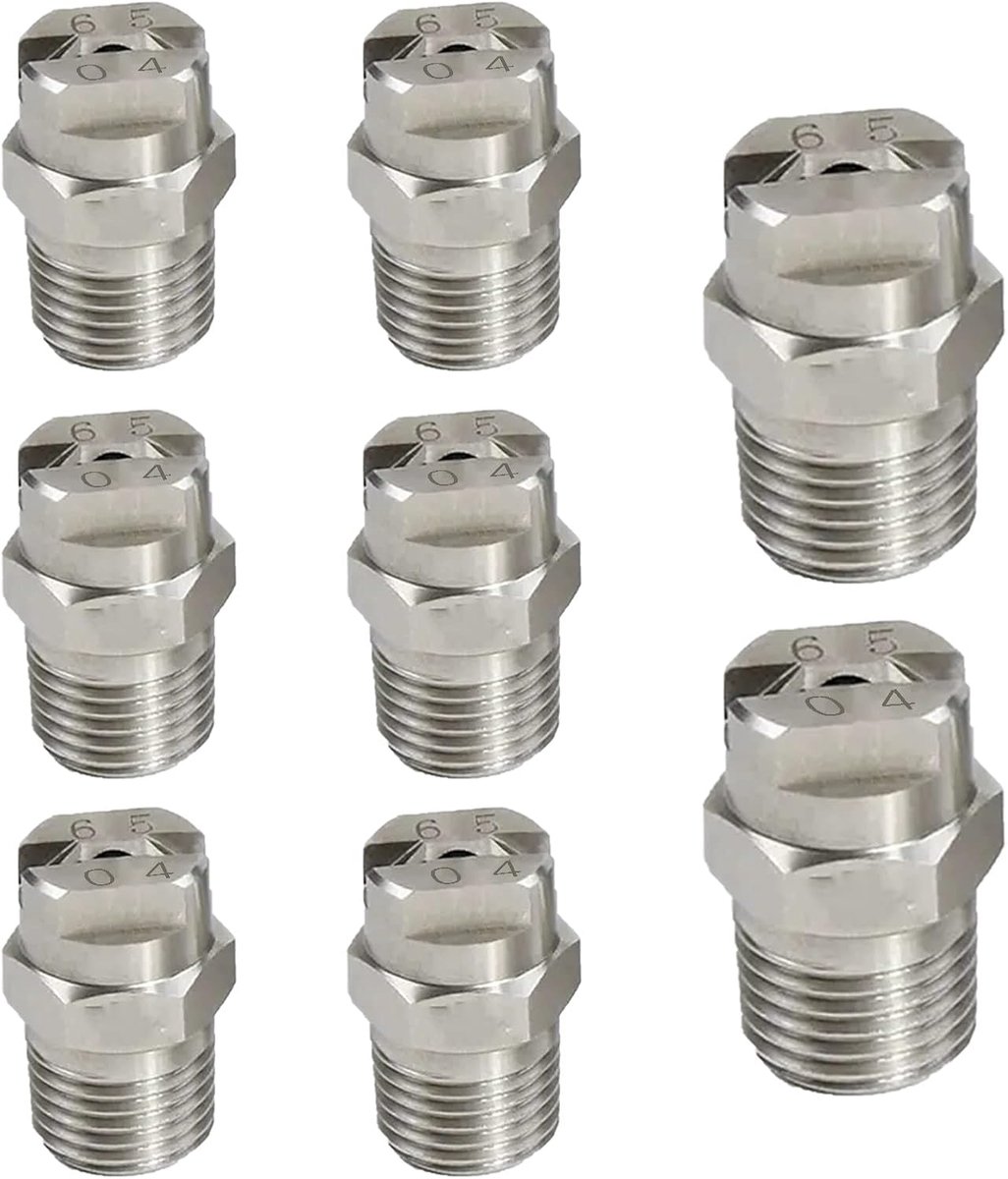 SnelShoppen - 8pcs 1/4 Inch Hoge Druk Spraykop, 65 Graden Hogedrukreiniger Dopsproeier, Roestvrijstalen Nozzle Tip voor Reiniging, Tuin, Auto, Vuil