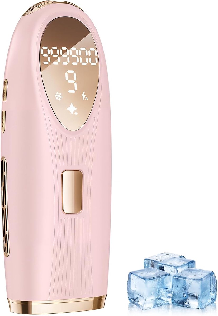 SnelShoppen - IPL-laserhaarverwijderingsapparaat voor vrouwen en mannen met ijskoeling, thuisgebruik, ontharing bovenlip, onderarm, bikini-lijn, hele
