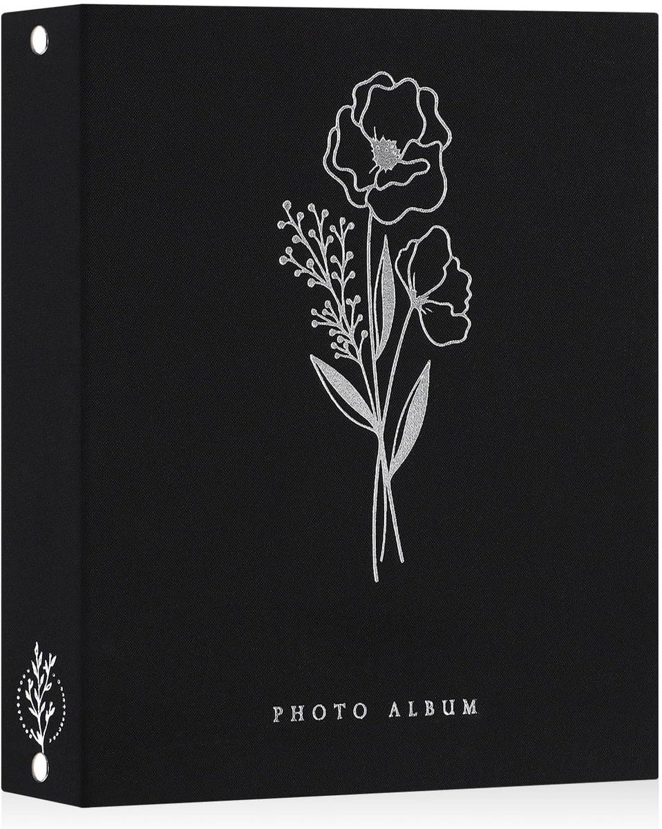 SnelShoppen - Photo Album A4 voor 50 Foto's, Linnen Cover, Zuurvrij, Pocket Foto Boek, Geschikt voor Portretten, 21x30 cm - Zwart