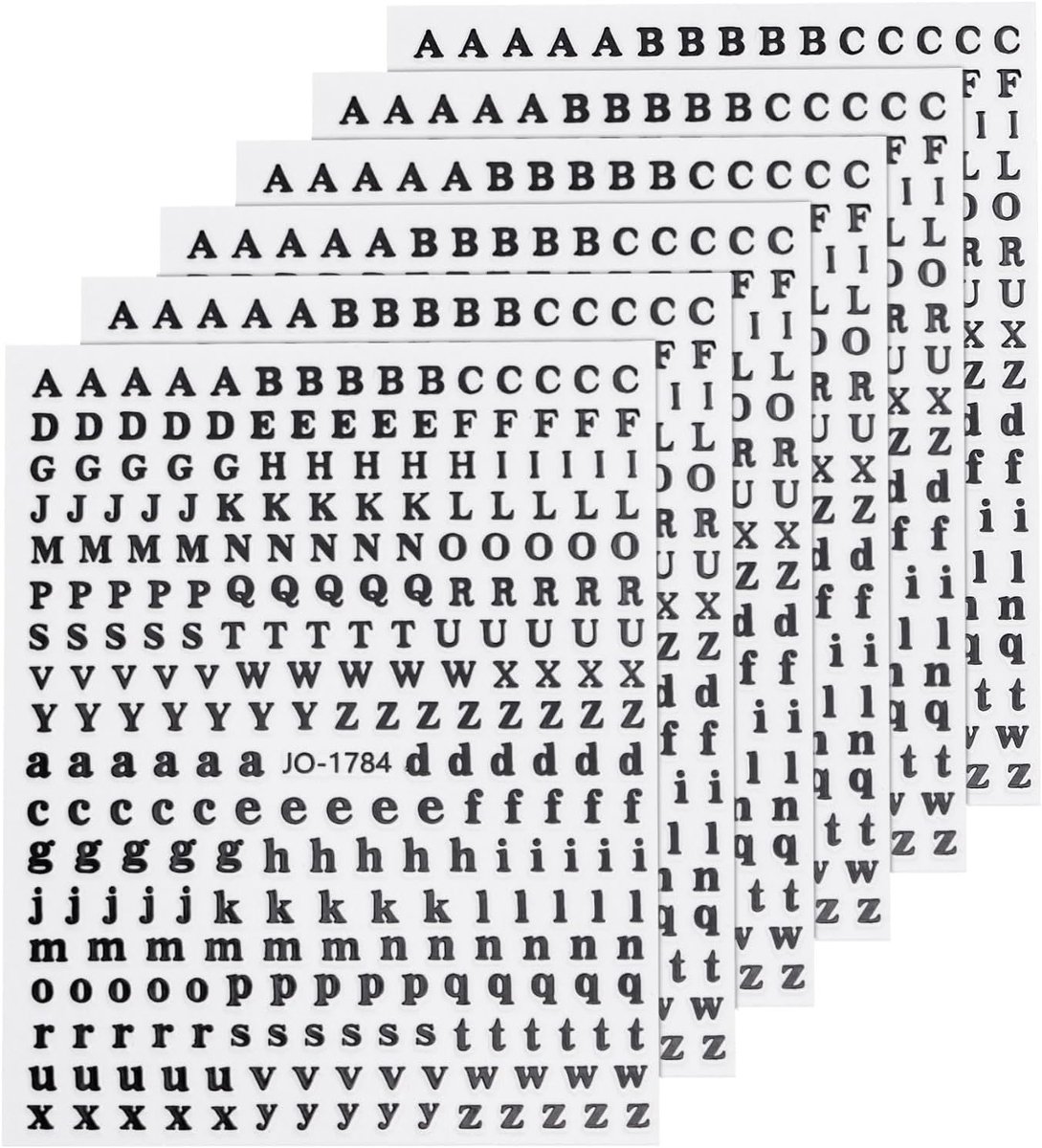 SnelShoppen - Holografische 3D Letter Stickers voor Nagels - Zelfklevende Nagel Decoratie - 6 Vellen - Zwart - Perfect voor Feesten en Speciale Gelege