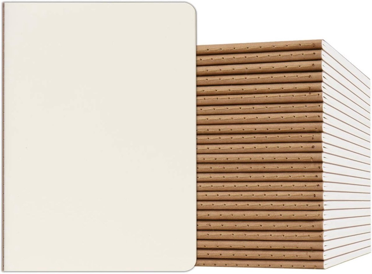 SnelShoppen - A5 Notitieboekjes Set van 20, Kraft Papier, 72 Pagina's, Blanke Schriften voor School, Kantoor, Reizen, Creatief, Dagboek, 80gsm, Perfec