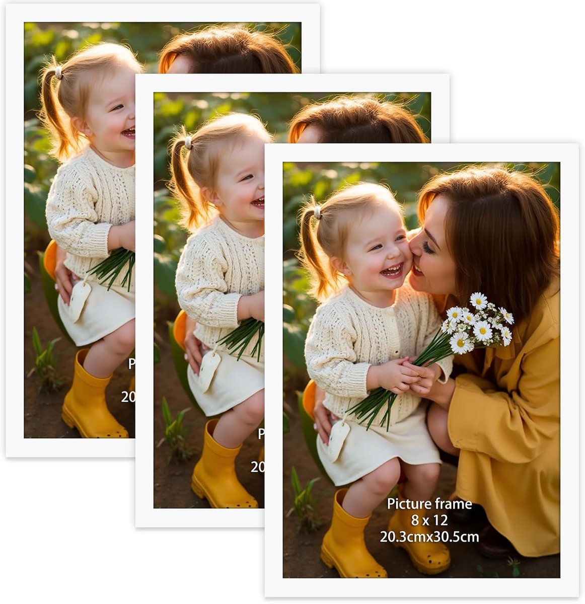 SnelShoppen - Set van 3 Fotolijsten 20x30 cm en 30x20 cm - Wit PVC - Perfect voor Foto's, Diploma's en Documenten - Wanddecoratie voor Thuis en Kantoo
