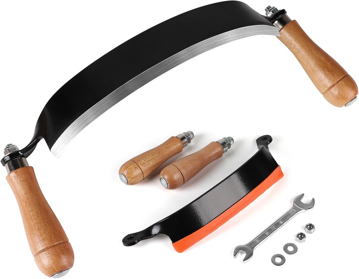 SnelShoppen - SWAWIS 250mm Afgeronde Trekmes – Houten Handvat, Hardened Grinding Blade, Ergonomisch, Tuin, Houtbewerking, Zelfmontage (10'')