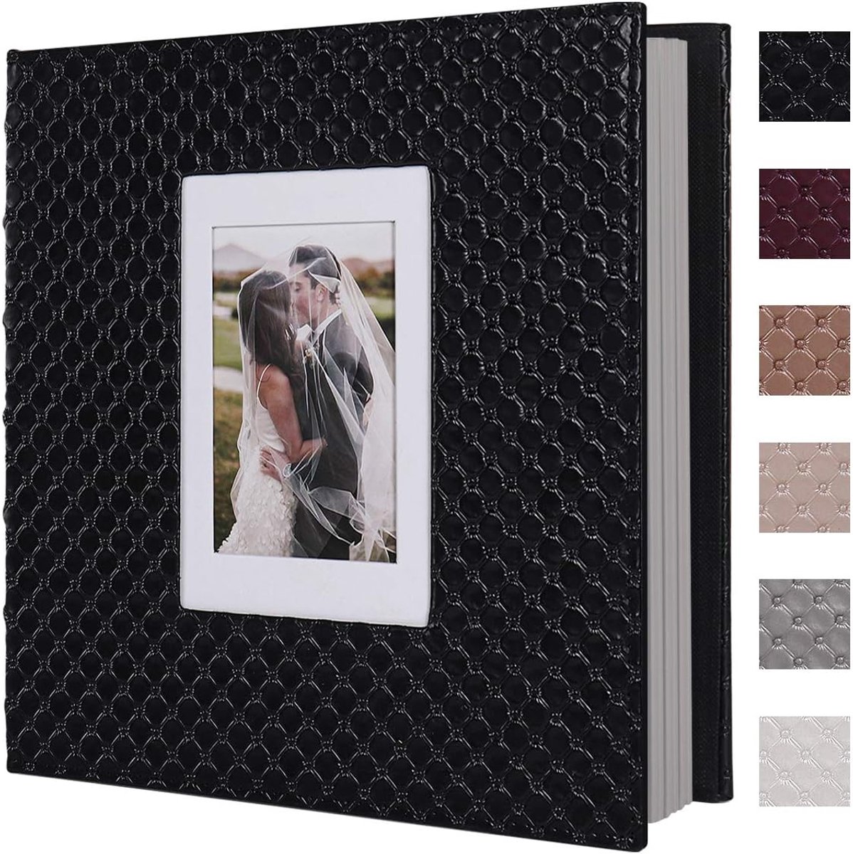 SnelShoppen - Scrapbook Foto Album 60 Pagina's, Handgemaakt, DIY 4x6, 5x7, 8x10 Foto's, Button Grain Leer, Familie, Bruiloft, Reizen, Geheugenboek