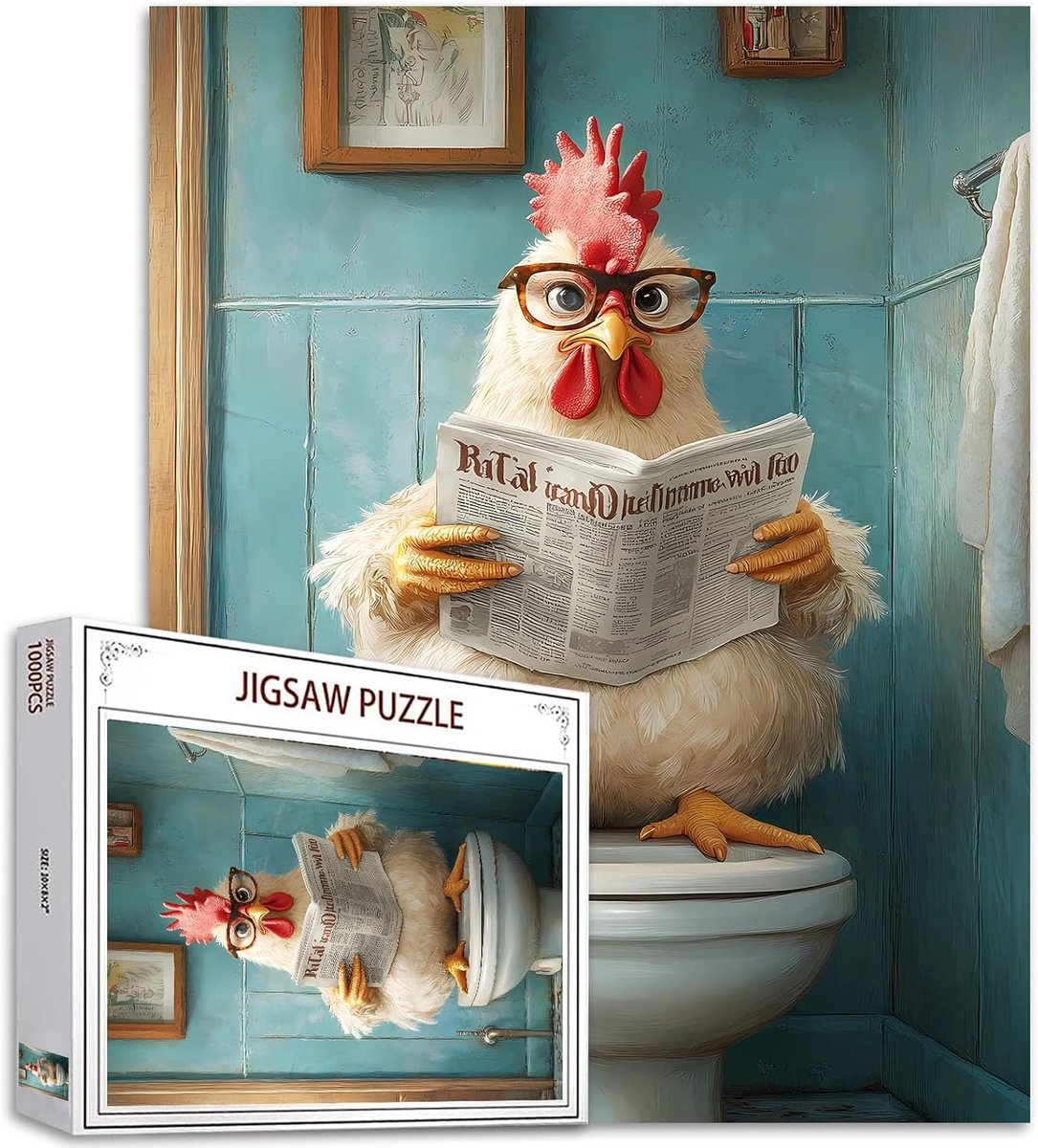 SnelShoppen - 1000-delige Rooster Toilet Seat Puzzel voor Volwassenen - Kleurrijke Dierenpuzzel - Uitdagende Gezinsactiviteit - Perfect voor Thuisdeco