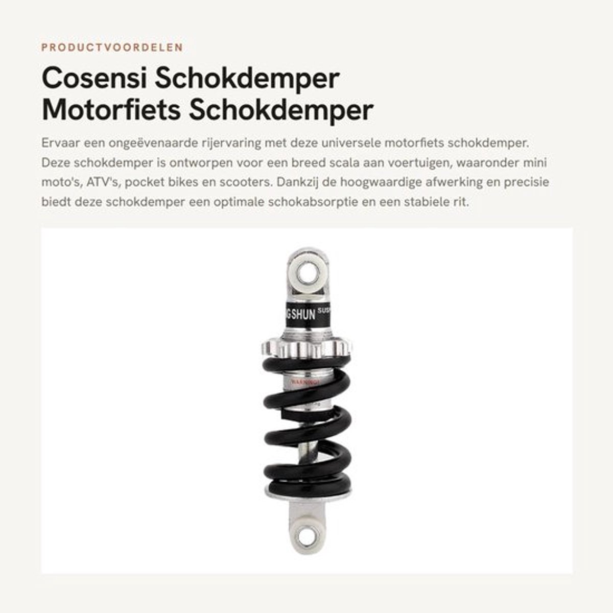 Schokdemper 125mm 750lbs - Universele Motorfiets - Schokabsorptie - Professioneel Vervaardigd - Soepelere Rit - Hoogwaardige Precisie - Motorfietsvering