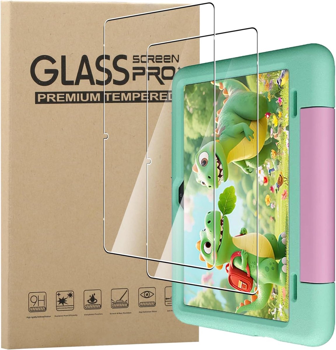 SnelShoppen - Screen Protector Tempered Glass voor 10 inch Kindertablet, 2 Pack - Anti-Fingerprint, 9H Hardheid, Anti-Scratch, Hoge Gevoeligheid voor