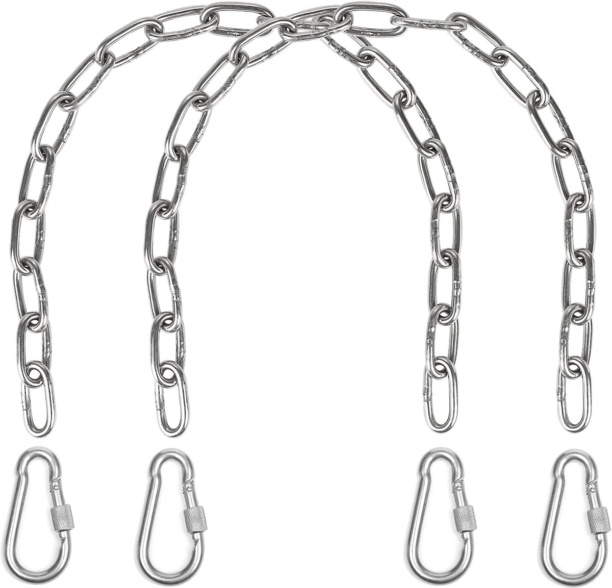 SnelShoppen - Heavy Duty Hangende Ketting voor Hammock Stoelen, Schommels, Bokszakken - 2 Stuks met 4 Carabiners - Sterk, Duurzaam en Corrosiebestendi