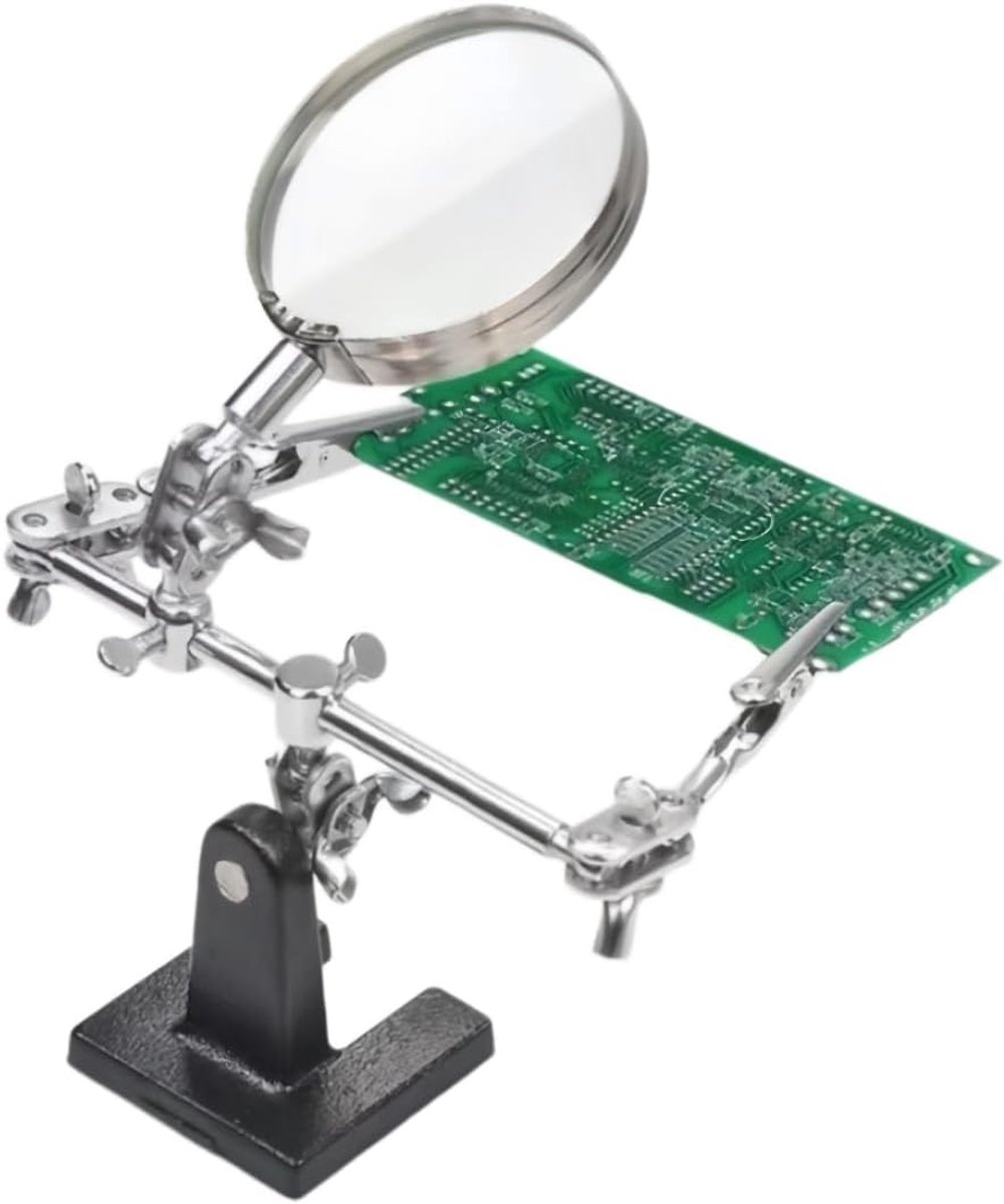 SnelShoppen - Soldeerklem met Vergrootglas 5-voudige Vergroting - Derde Hand voor Soldeerwerk, Modelbouw, Elektronica-Reparatie - Flexibele Armen, Gie